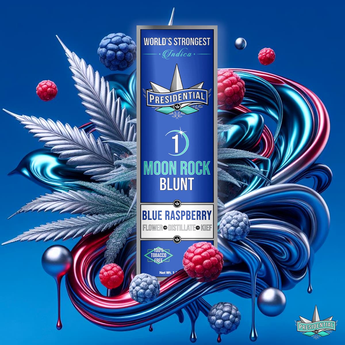 Blue Raspberry infused blunt packaging