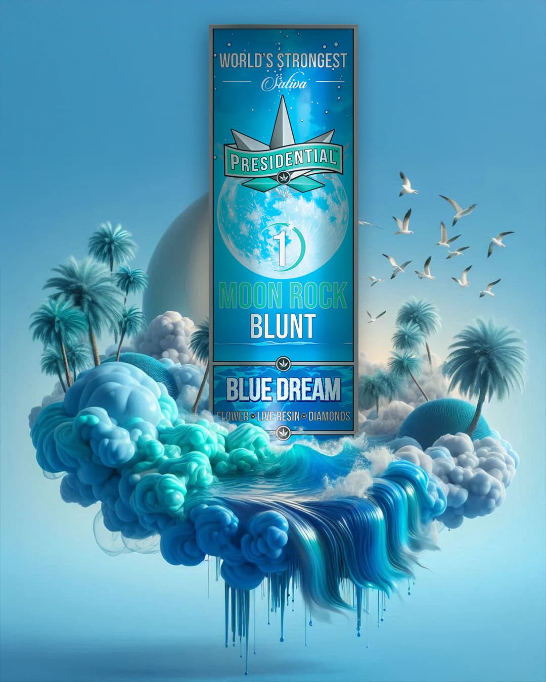 Blue Dream Presidential Moon Rock Blunt packaging