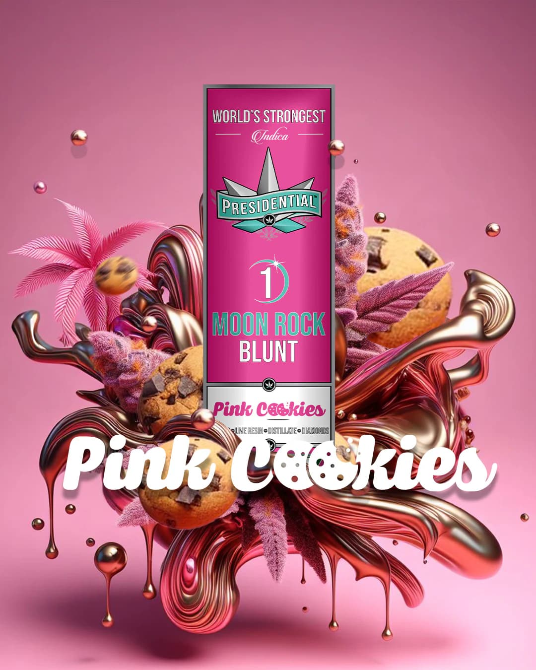 Pink Cookies Presidential Moon Rock Blunt packaging