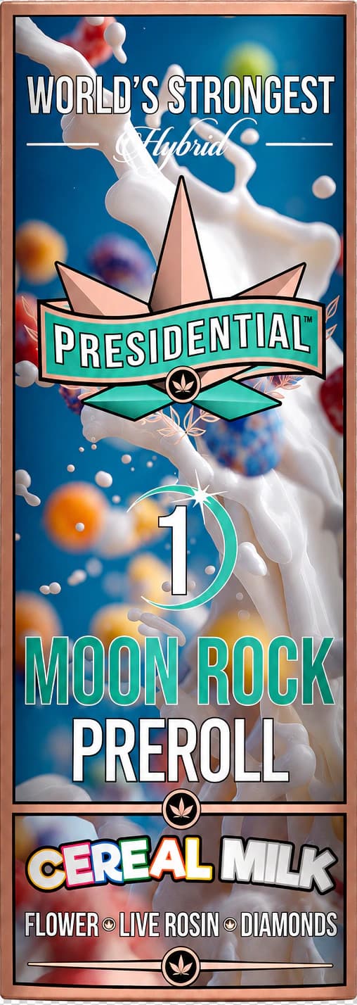 Presidential Cereal Milk Moon Rock pre-roll package