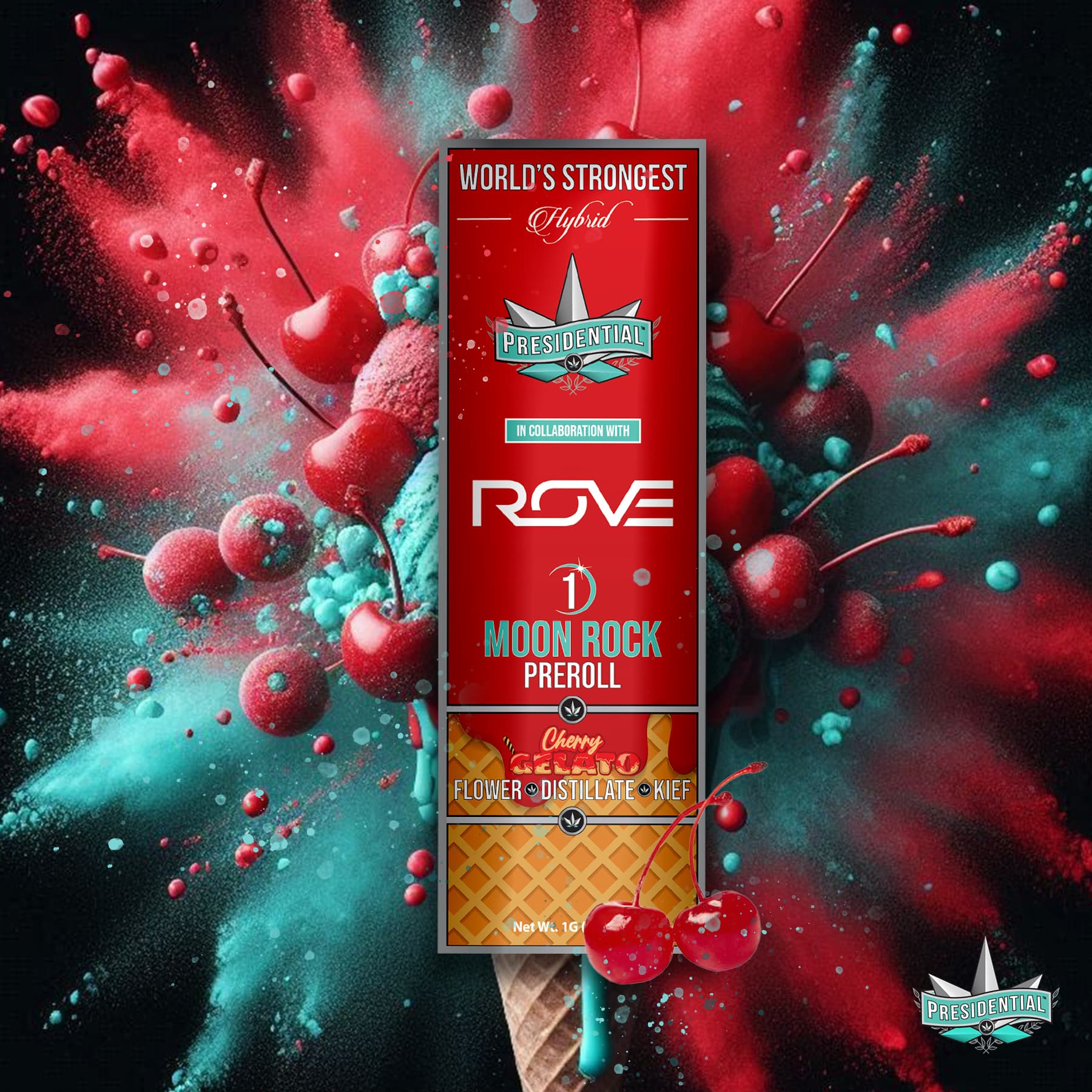 Cherry Gelato Presidential Moon Rock Pre-roll package artwork