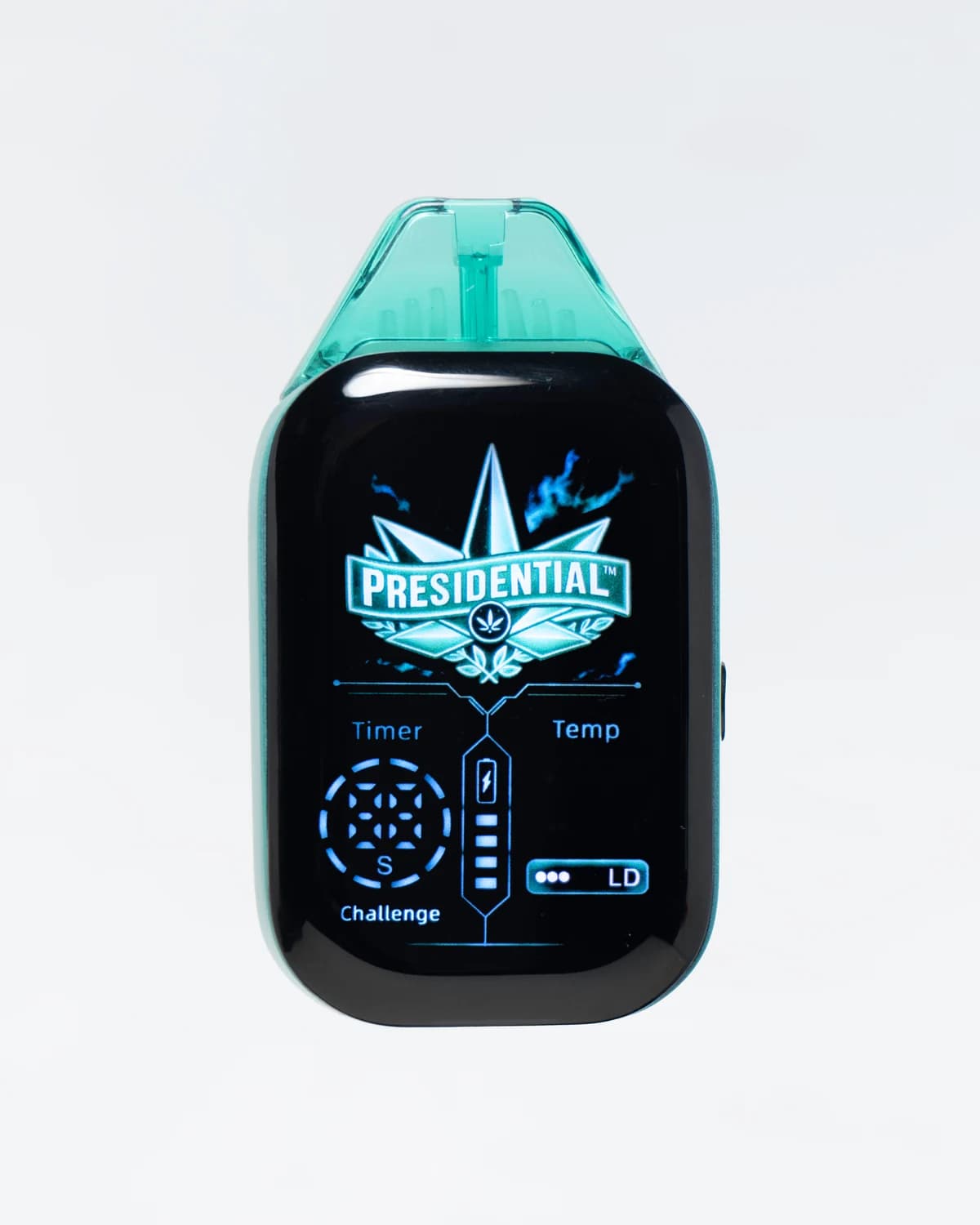 LD display on the teal Presidential Orbit device