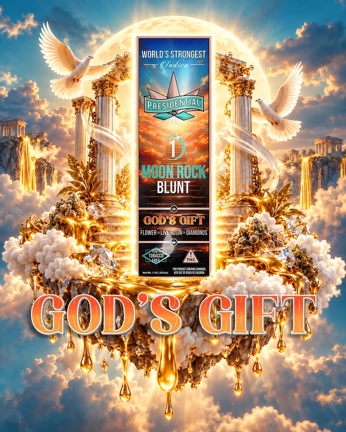 God's Gift Moon Rock Blunt artwork by Presidential