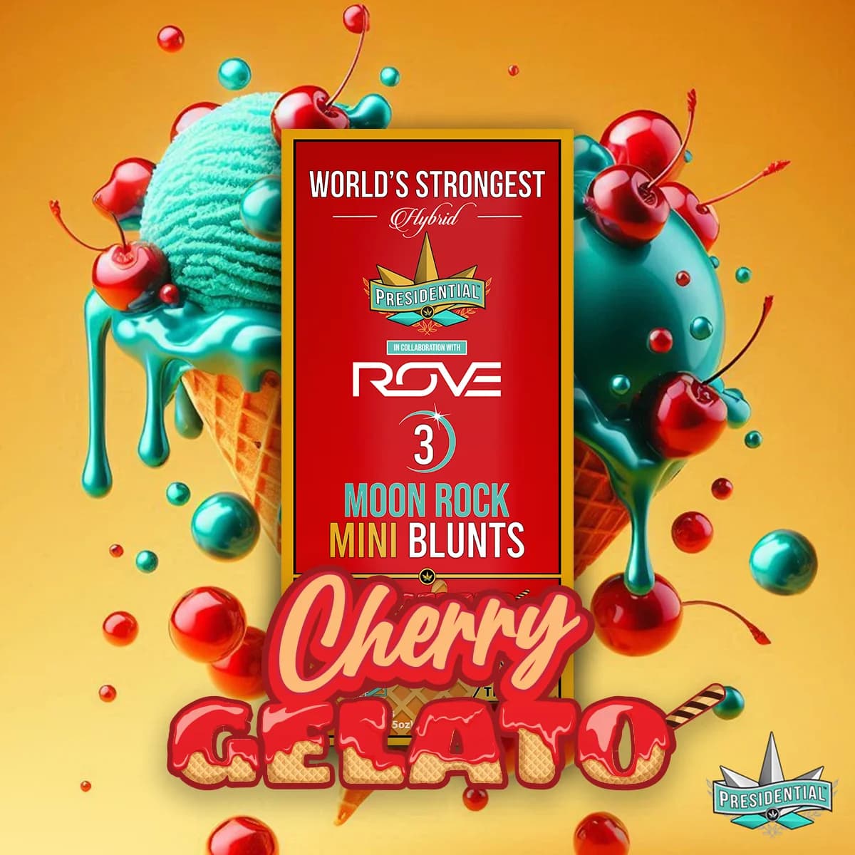 Cherry Gelato Moon Rock Mini Blunt artwork by Presidential
