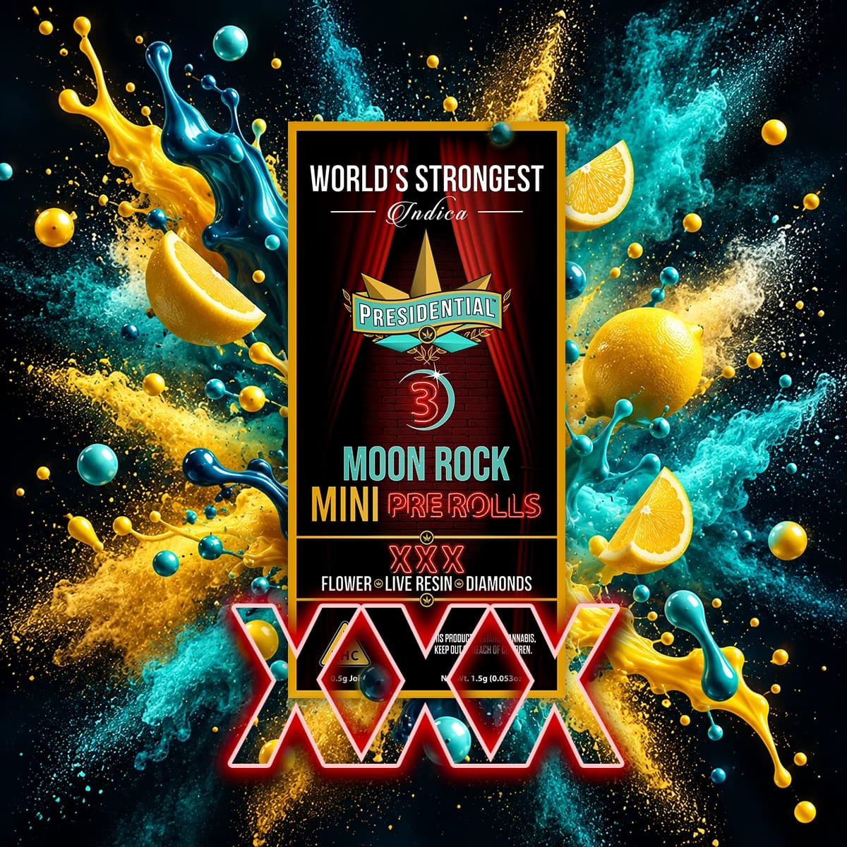 XXX Moon Rock Mini Pre-roll artwork by Presidential
