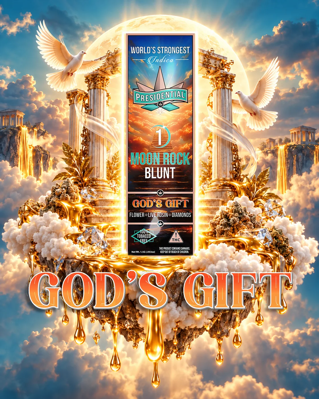 God's Gift Moon Rock Blunt artwork by Presidential