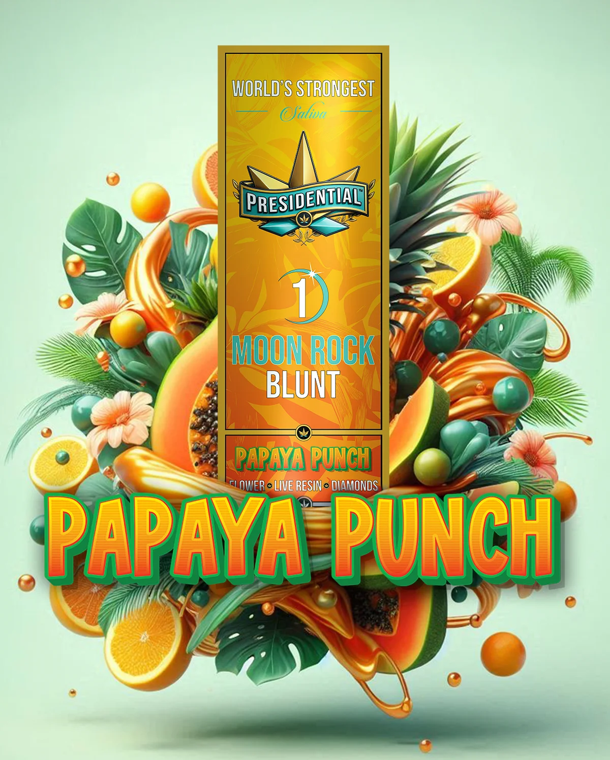 Papaya Punch Moon Rock Blunt artwork by Presidential