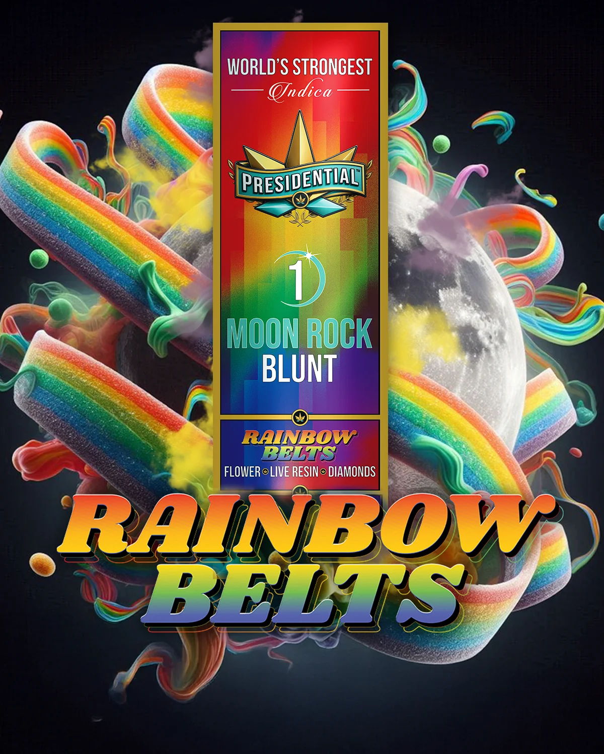Rainbow Belts Moon Rock Blunt artwork by Presidential