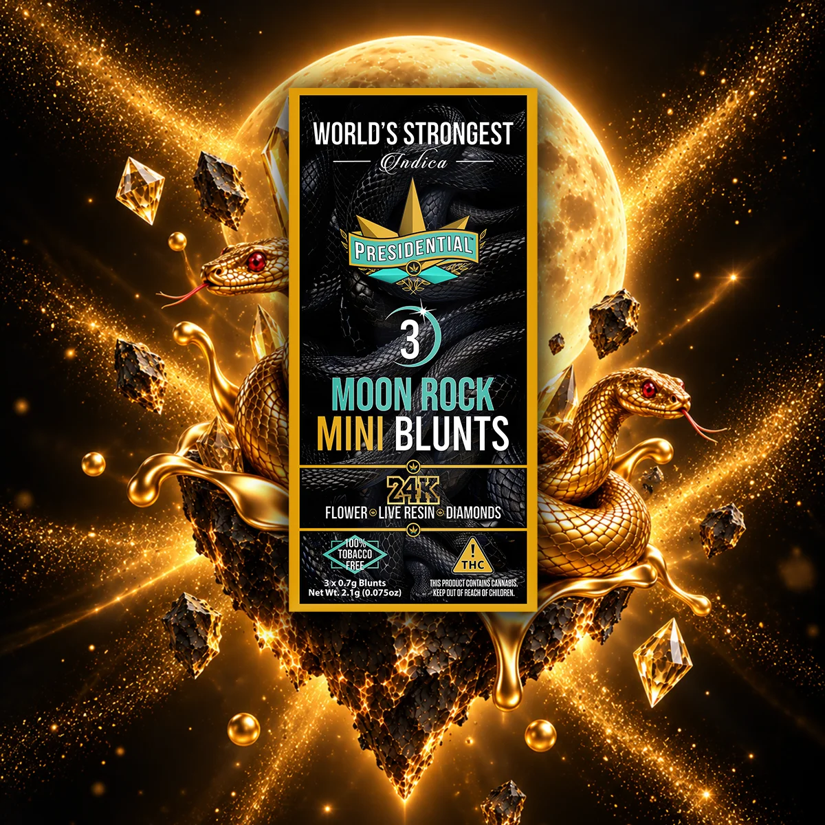 24K Moon Rock Mini Blunt artwork by Presidential