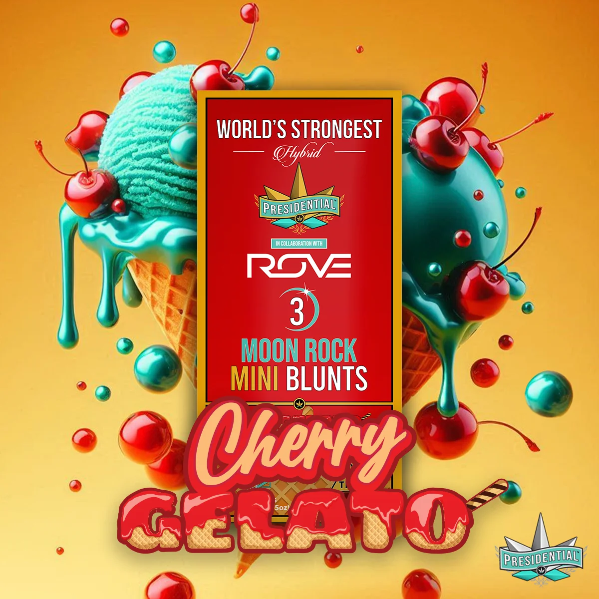 Cherry Gelato Moon Rock Mini Blunt artwork by Presidential