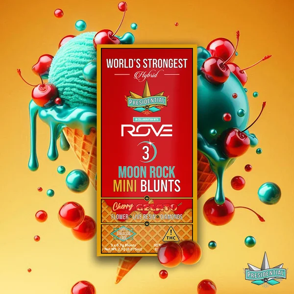 Cherry Gelato Moon Rock Mini Blunt artwork by Presidential