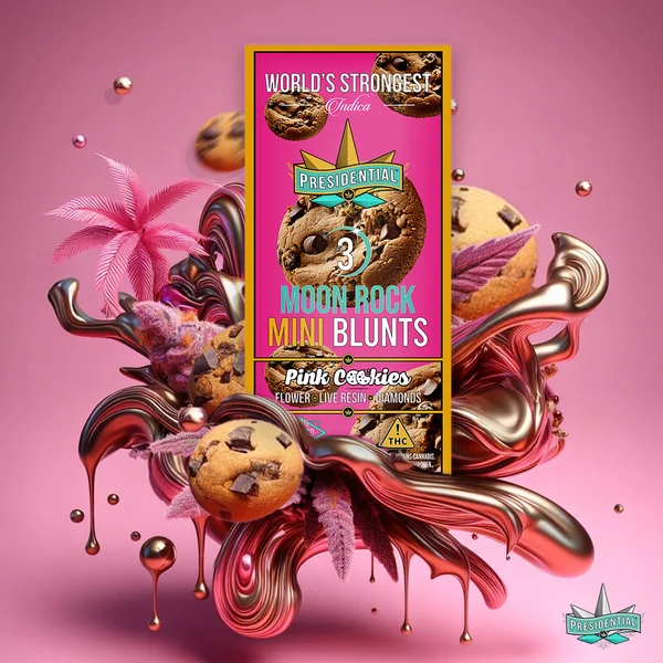 Pink Cookies Moon Rock Mini Blunt artwork by Presidential