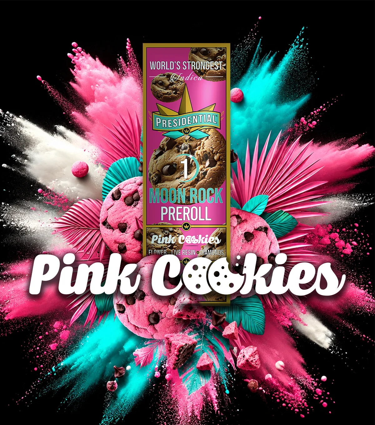 Pink Cookies Moon Rock Pre-roll artwork by Presidential