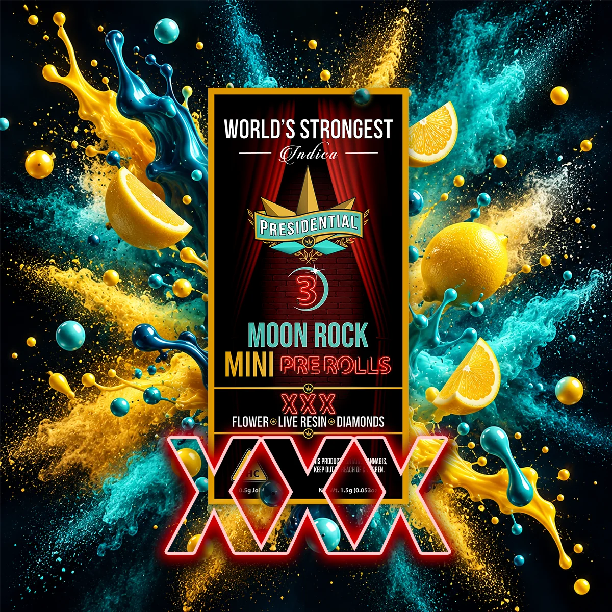 XXX Moon Rock Mini Pre-roll artwork by Presidential