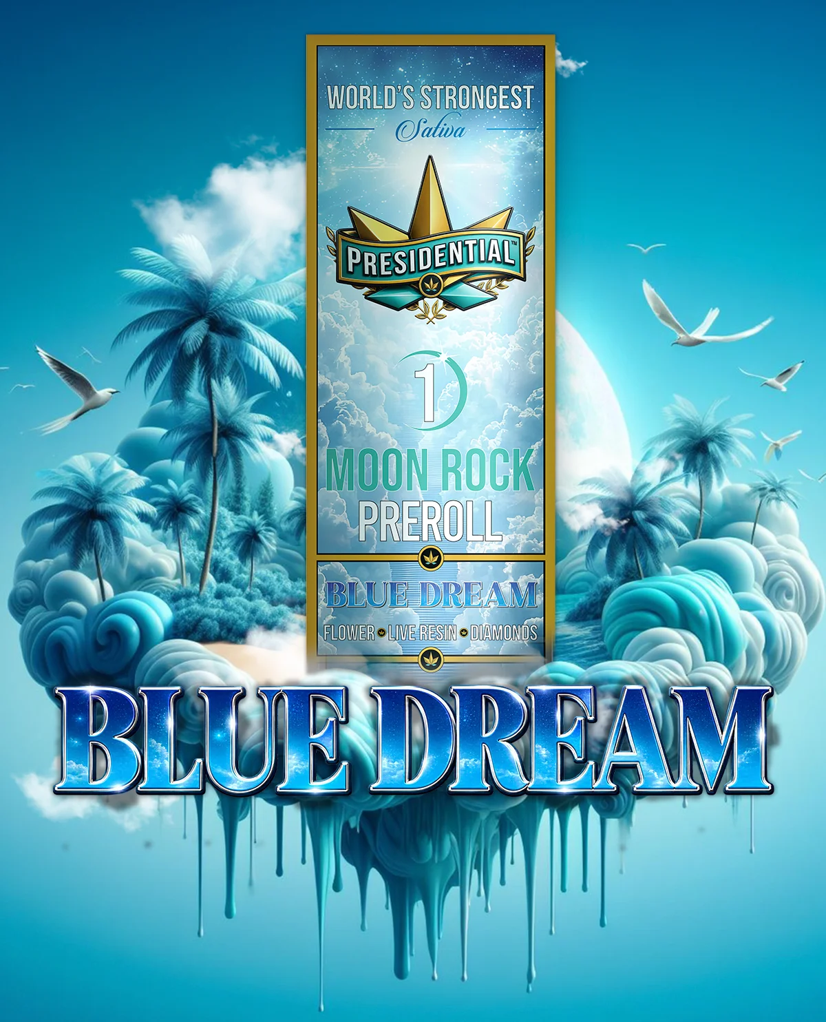 Blue Dream Moon Rock Pre-roll artwork by Presidential