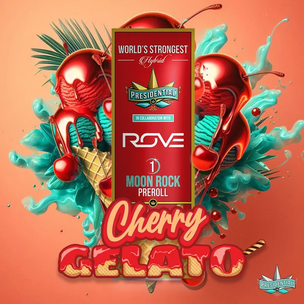 Cherry Gelato Moon Rock Pre-roll artwork by Presidential