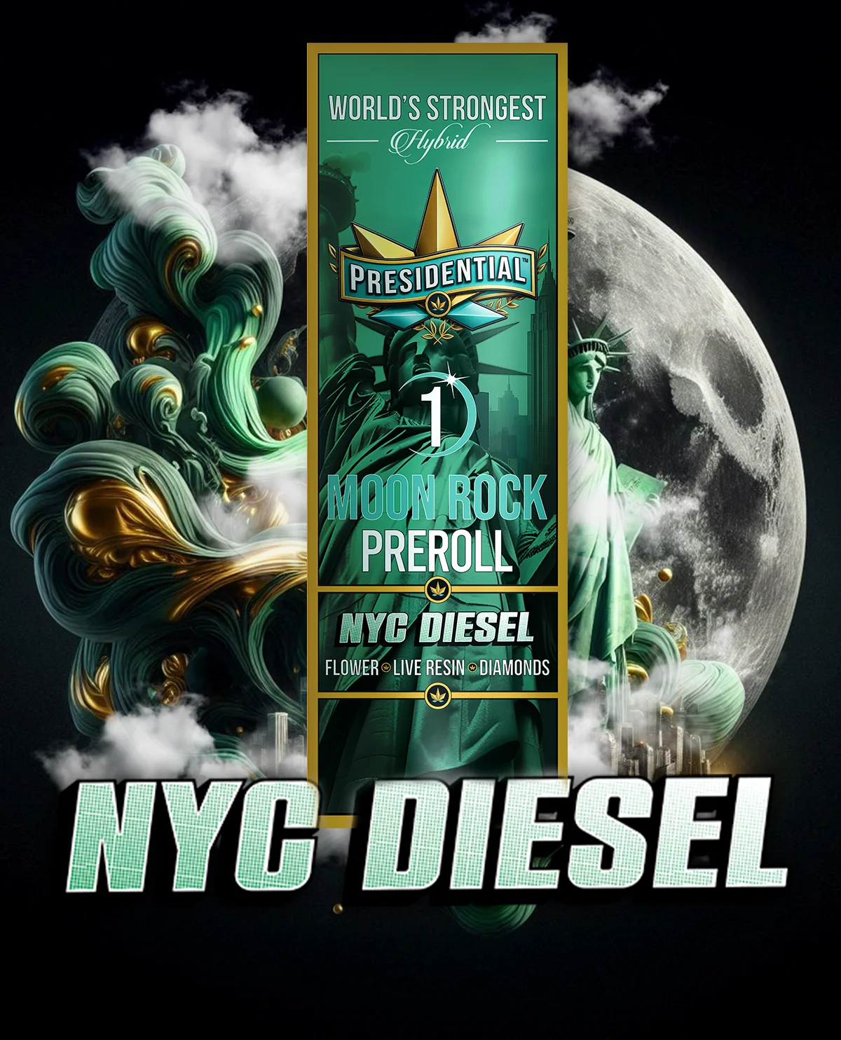 NYC Diesel Moon Rock Pre-roll artwork by Presidential