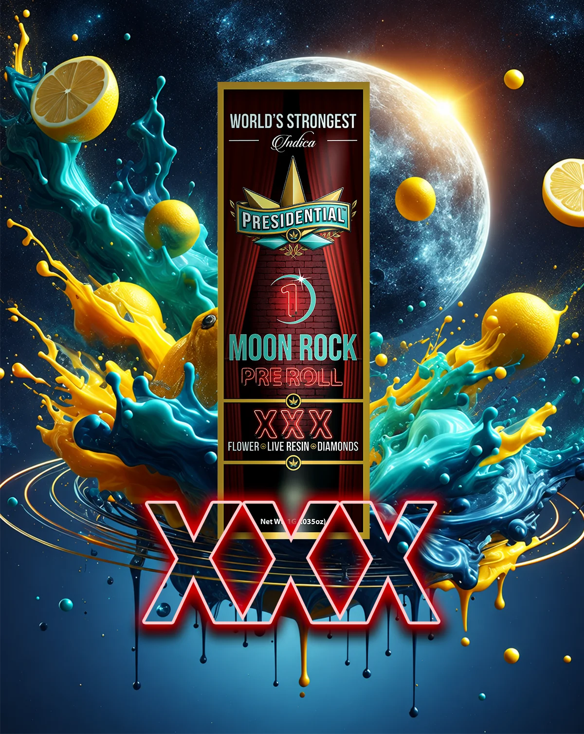 XXX Moon Rock Pre-roll artwork by Presidential